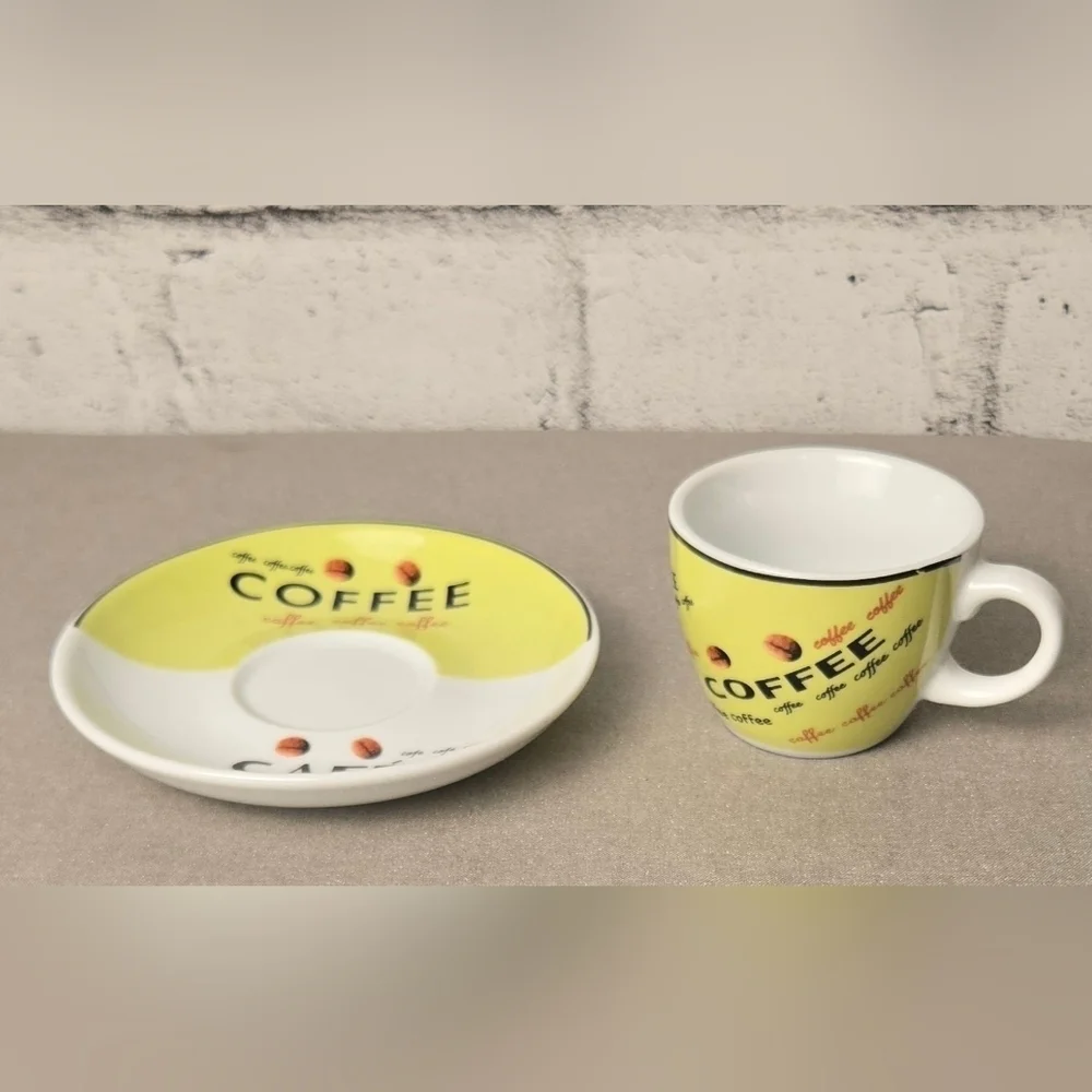 Vintage Café Coffee Cups & Saucers Set of 6 Multicolor Espresso Style - Picture 11 of 12